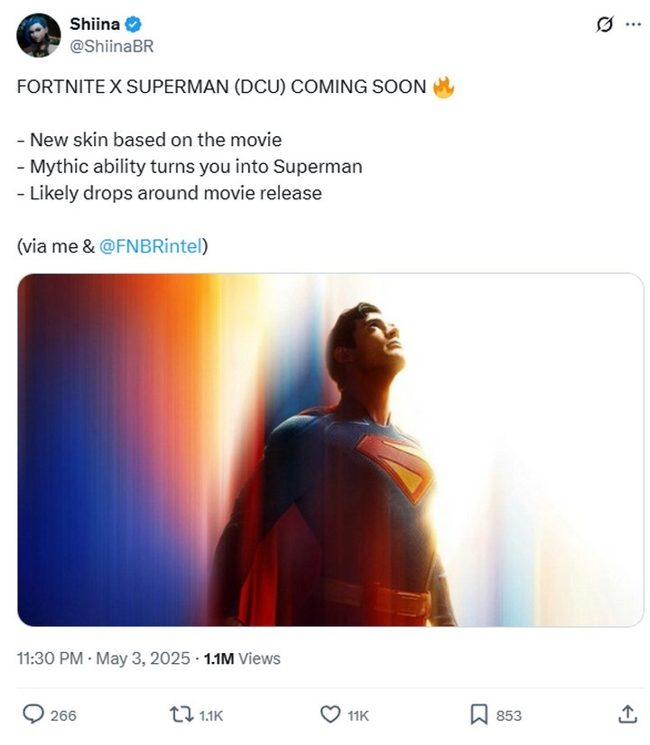 Rò Rỉ Fortnite Kết Hợp cùng Superman Mới trong bộ phim sắp tới của James Gunn